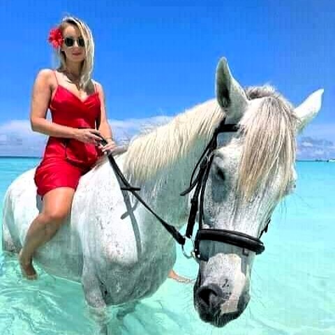 Guest on horse riding through scenic trails