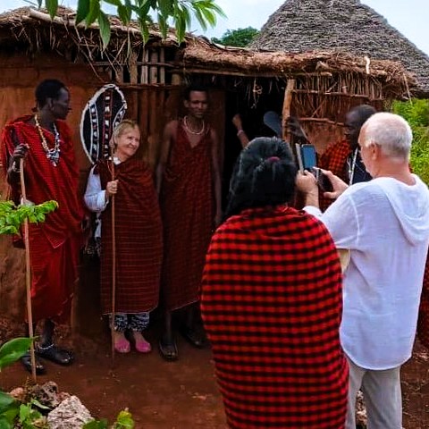 Massai village traditional huts and community