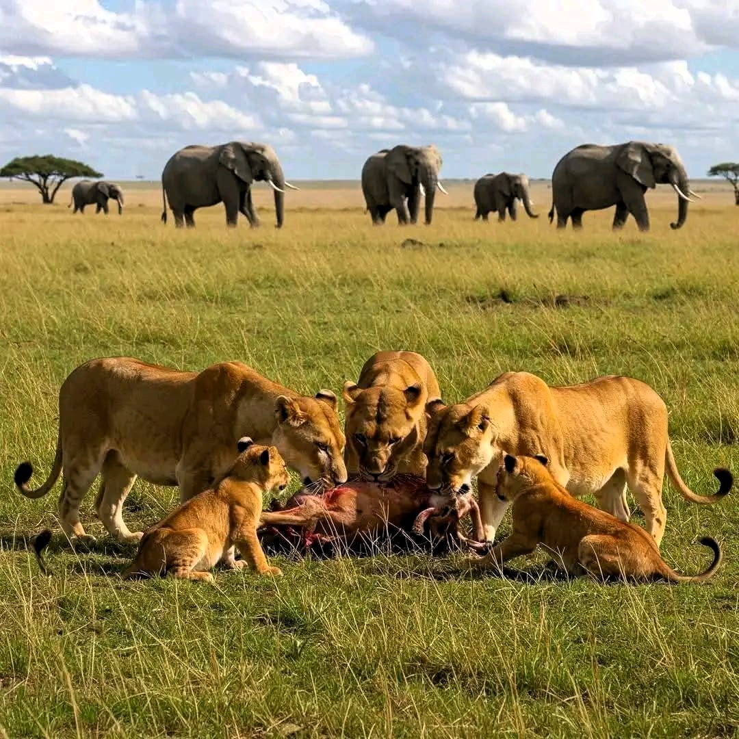 Lake Manyara landscape with flamingos and hippos on a safari excursion